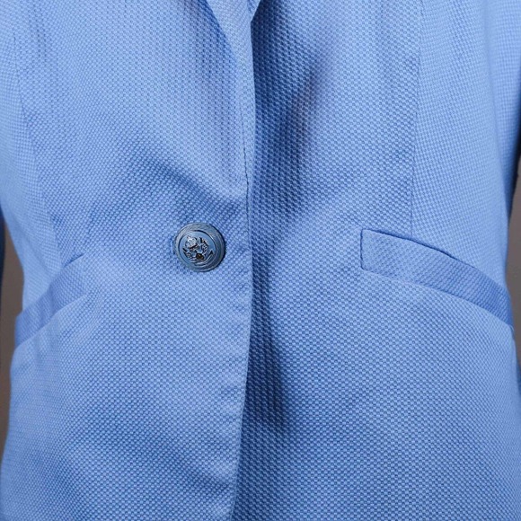 The Limited Womens Blazer Jacket Medium Blue Pattern Lined Career Girlboss - Picture 2 of 14